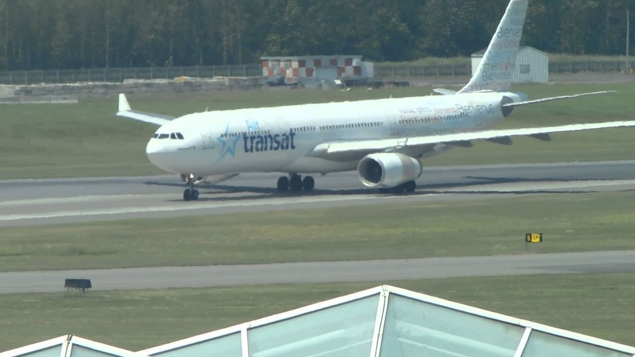 Air Transat A330-342 C-GKTS 'All White' 'Welcome Livery' Landing on Rwy 24R at CYUL!