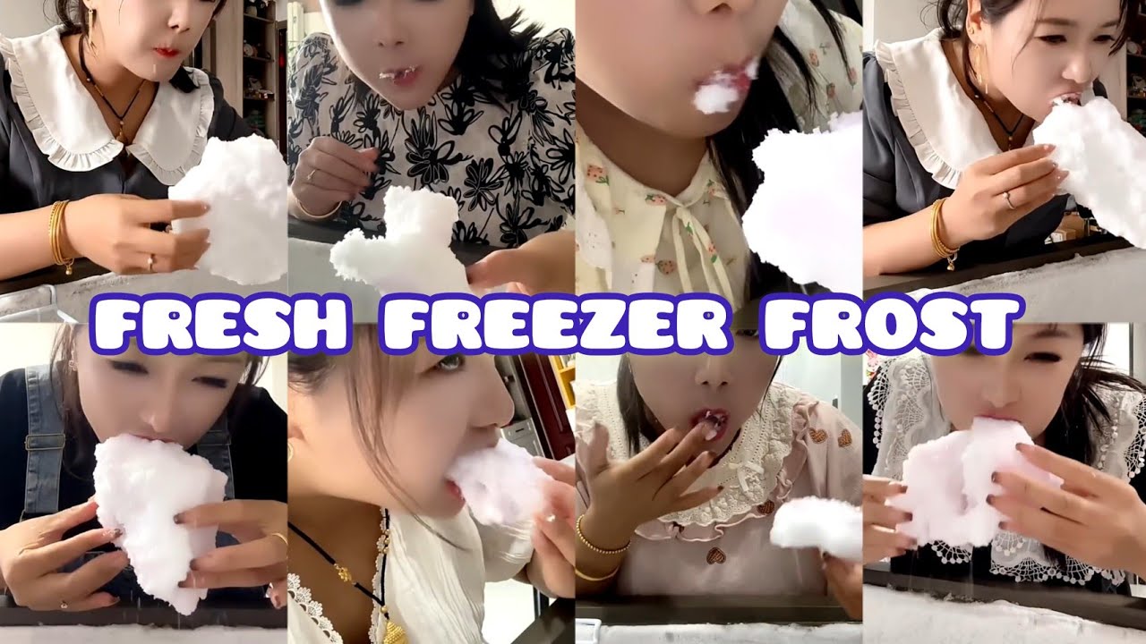ONLY BITES|FRESH FREEZER FROST MASSIVE BITES 🧊 ASMR 🥣💦💜|SQUEAKY ICE EATING