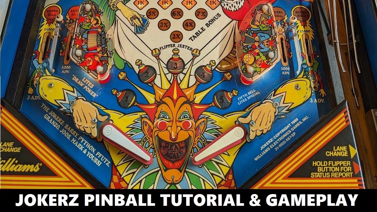 Учебное пособие и игровой процесс Jokerz Pinball (Уильямс, 1988)