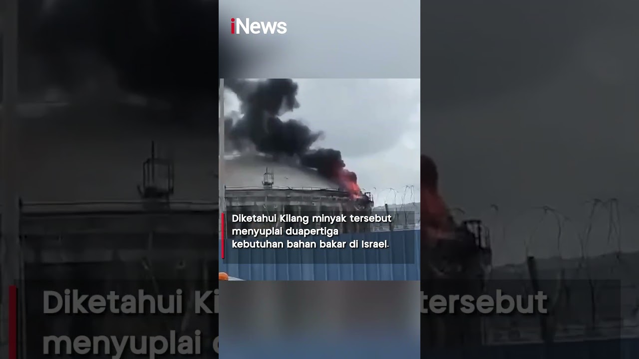 Penampakan Kebakaran Kilang Minyak Terbesar Israel, pasok duapertiga BBM! #shorts