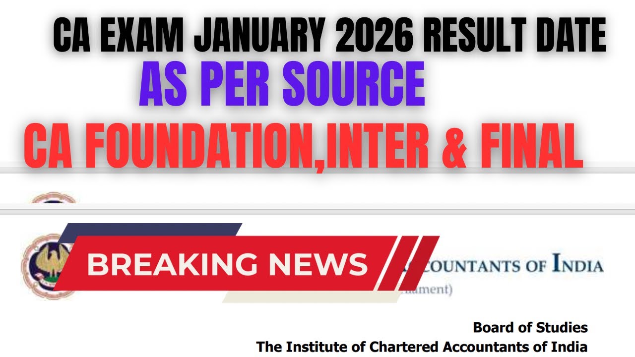 CA Exam January 2026 Result Date as per Source | CA Foundation,Inter & Final Result Date jan 2026 