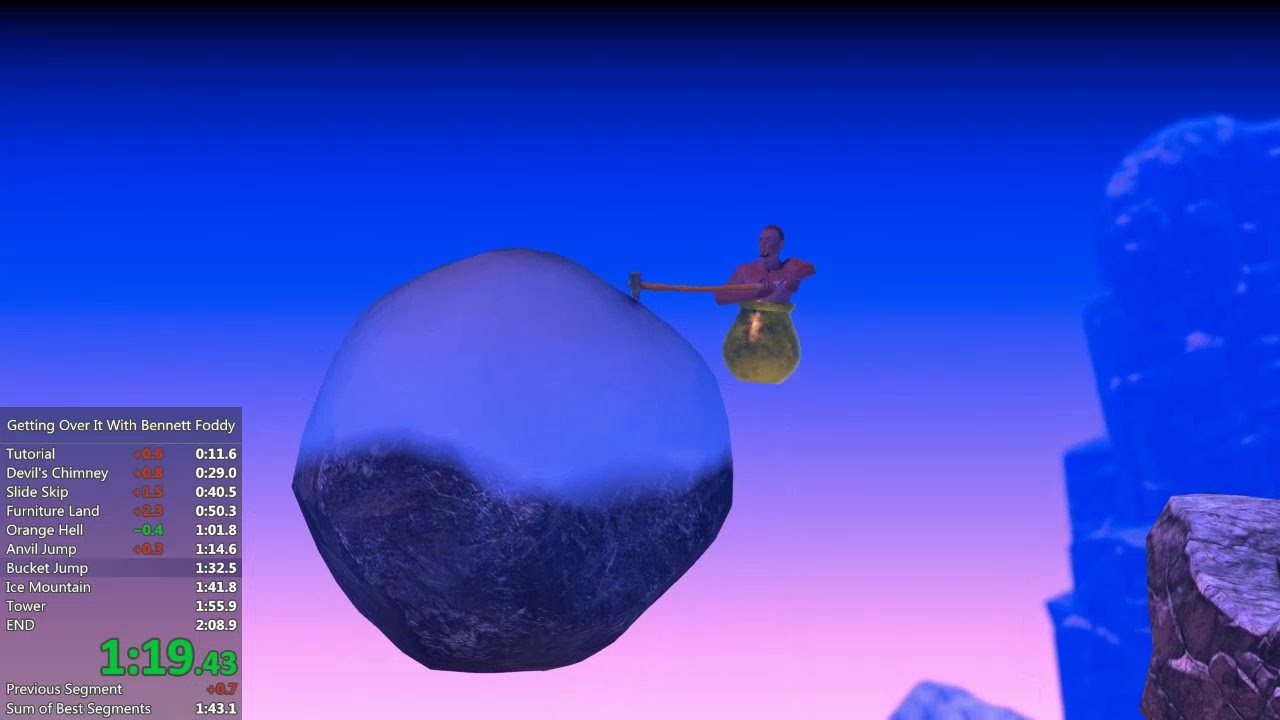 Getting Over It with Bennett Foddy - 2m 4.100s Speedrun