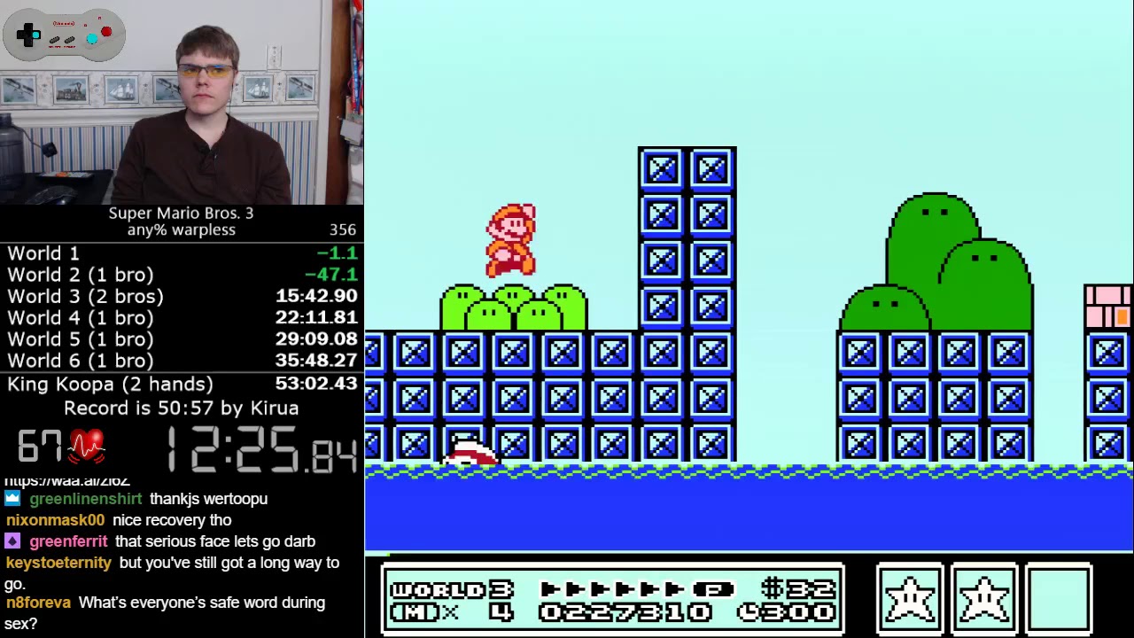(52:43) Super Mario Bros. 3 Warpless speedrun
