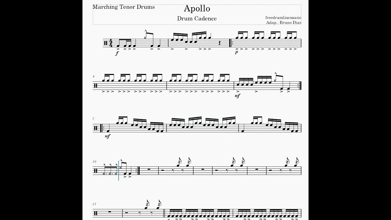 Tenor Drum - Apollo Drumline Cadence - Sheet Music