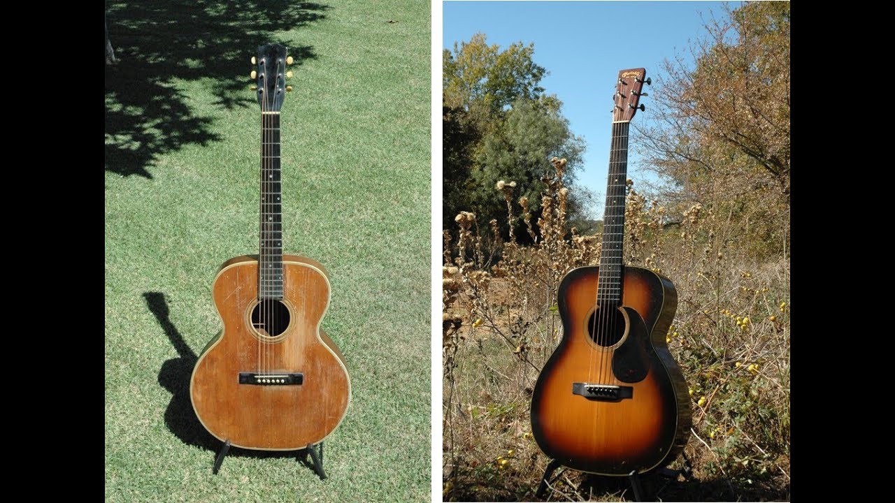 c1930 Maurer Larson Bros Jumbo Guitar versus 1934 Martin 000-18