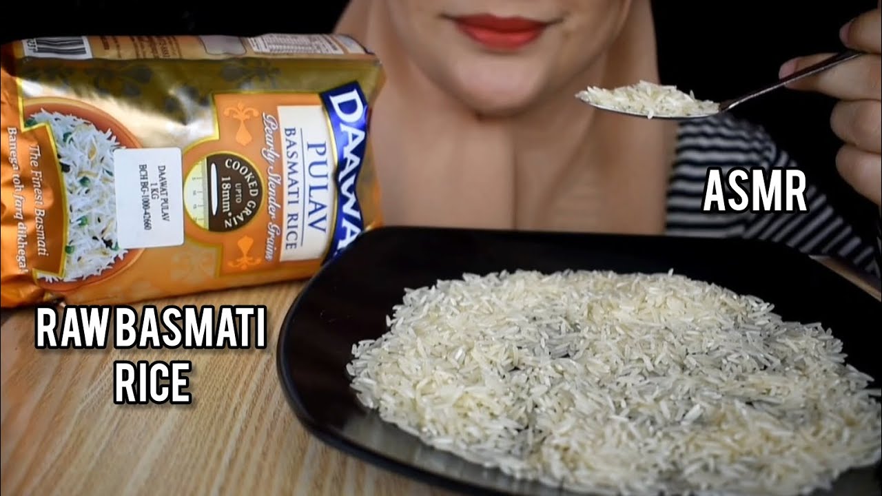 DAWAAT PULAV|| ASMR RAW RICE EATING || RAW BASMATI RICE