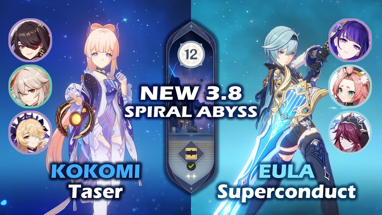 NEW Spiral Abyss 3.8 | C0 Kokomi Taser & C0 Eula Superconduct | Floor 12 Full Star Clear