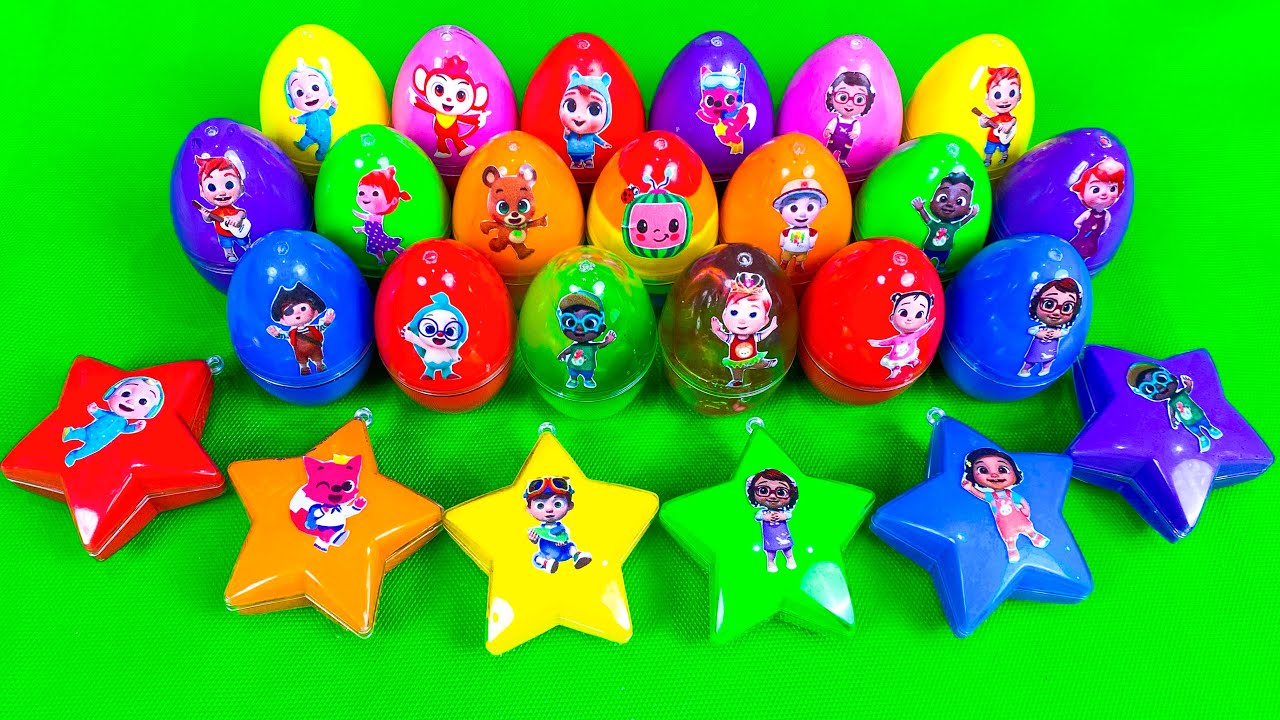 Cocomelon Slime🌈 Finding Surprise Slime Eggs & Star with JJ & Pinkfong! Satisfying ASMR