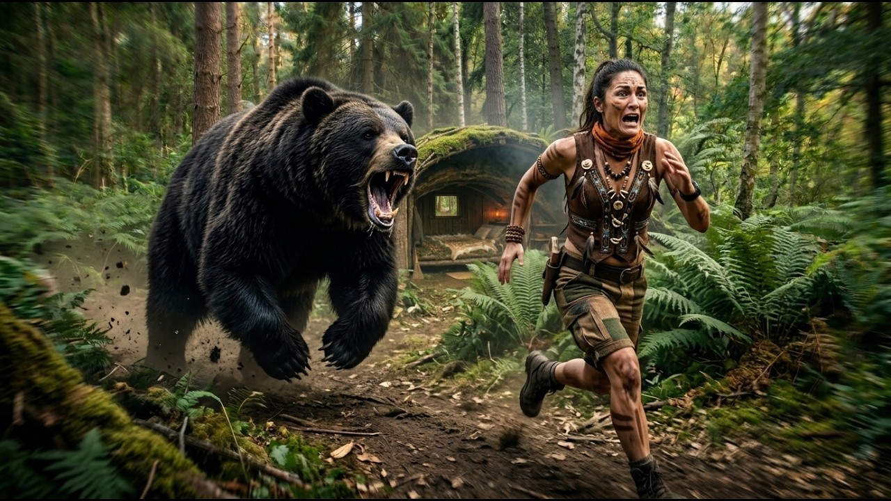 Chased by a Black Bear, She Found an Abandoned Forest Shelter and Built a Hidden Survival Home
