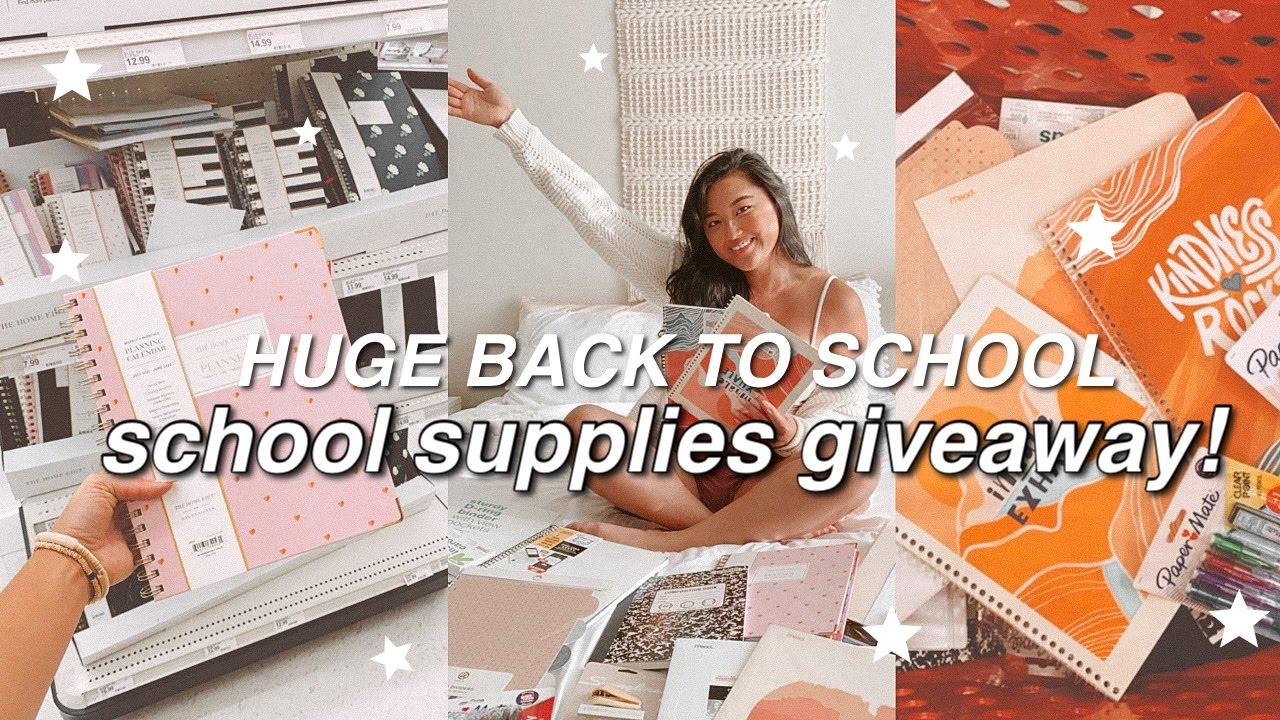 HUGE school supplies haul + giveaway (stationary, planner, mildliners, notebooks + more!) 2021
