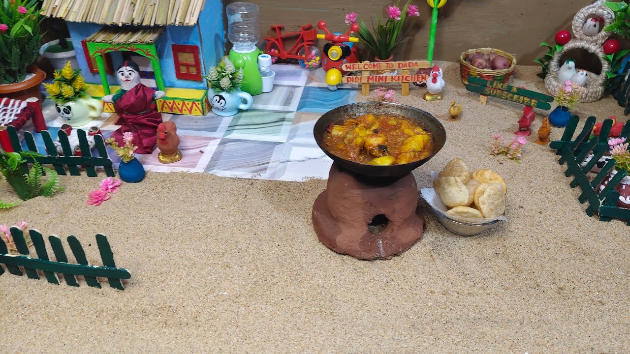 Miniature Puri With Aloo Ki Sabji Recipe||মিনি কিচেনে পুরি ও আলু তরকারি||