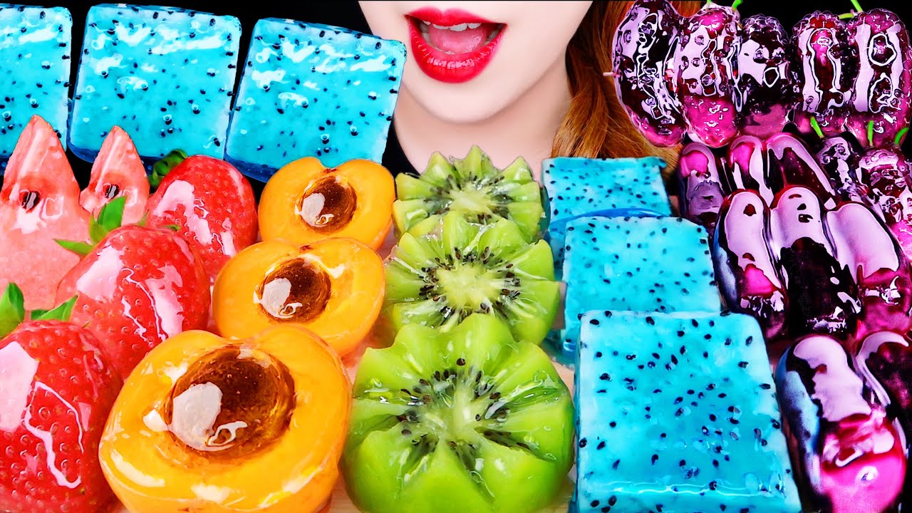 ASMR RAINBOW CANDIED FRUIT, TANGHULU *WATERMELON, MULBERRY, STRAWBBERY EATING SOUNDS MUKBANG 먹방 咀嚼音