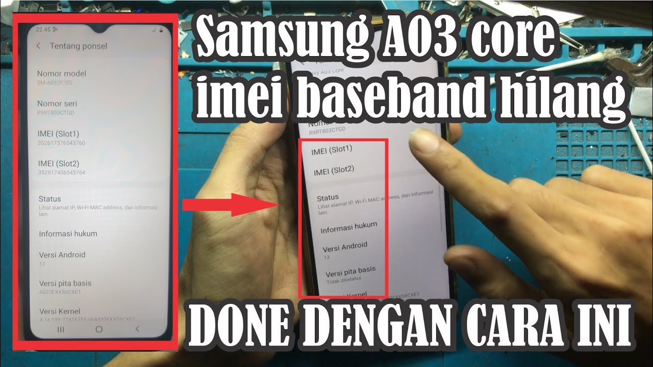 service samsung A03 core sinyal hilang imei hilang baseband hilang