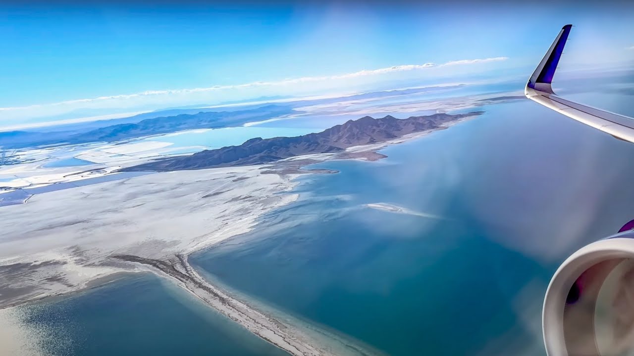 QUIET A321 NEO TAKEOFF FROM SALT LAKE CITY!! NICE VIEWS OF THE GREAT SALT LAKE!!!! - W/ ATC AUDIO