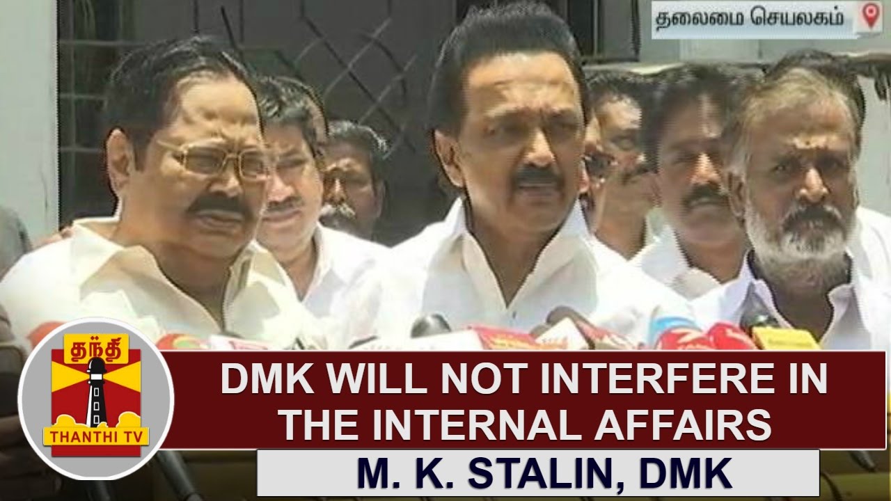 DMK will not interfere in the internal affairs | M. K. Stalin, DMK Working President | Thanthi TV