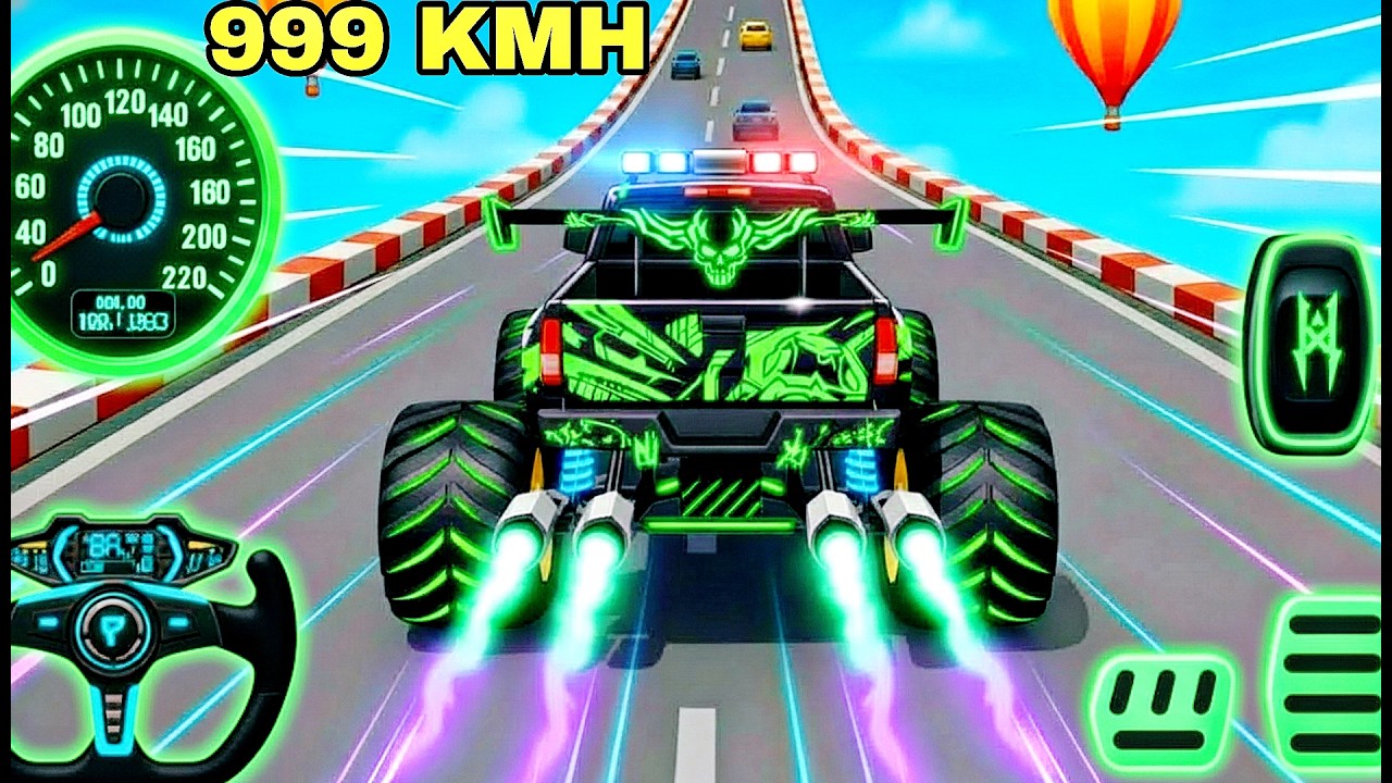 Mega Ramp Monster Car Racing 3D - Extreme Car Stunts -Android Gamepla #MegaRamp #3DGames #CarRacing
