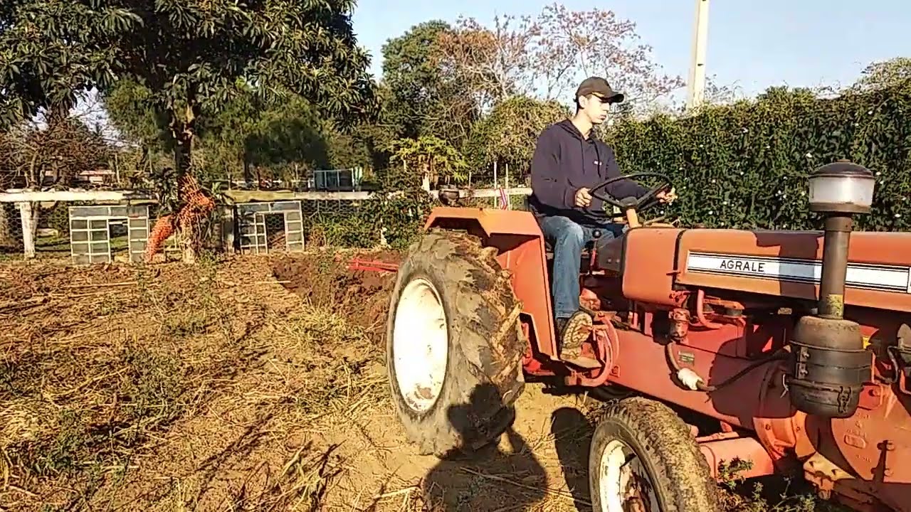 Trator Agrale 4200 arando 1000 metros quadrados para testar o arado revers&iacute;vel.