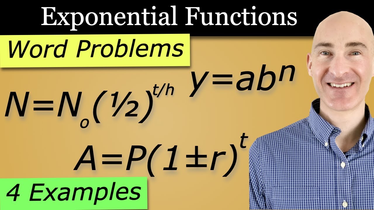 Exponential Functions Word Problems - Half Life, Doubling, Growth and Decay