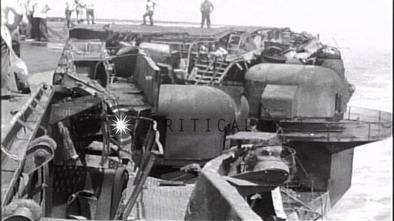 Surveying damage aboard the USS Forrestal following massive fire HD Stock Footage