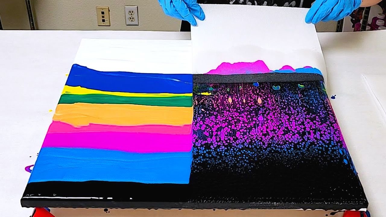 Large SWIPE Acrylic Pour on a 20x20 Canvas \ Perfect Cells! \ Swipe with Silicone