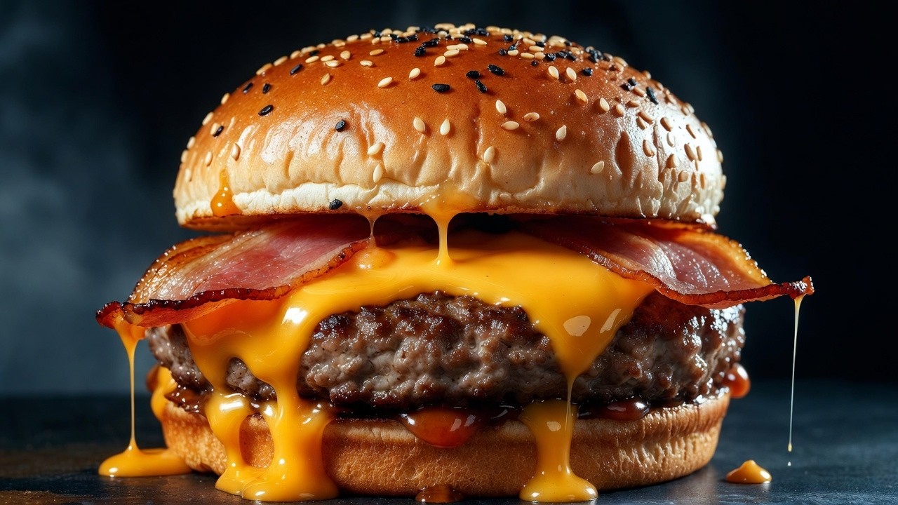 🤤 Giant Cheeseburger ASMR 🍔 Juicy & Crunchy Eating Sounds