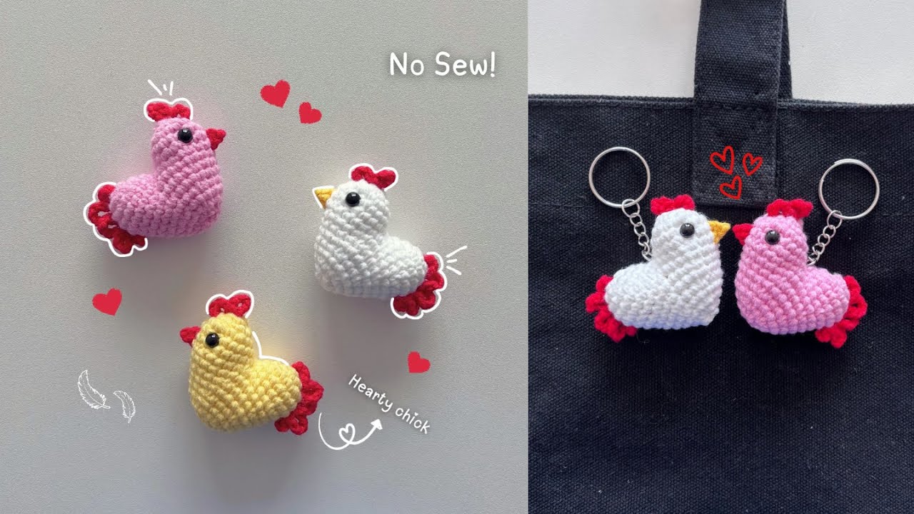 Crochet Heart Chicken Keychain 🐔❤️ | Quick & Easy Valentine’s Day Crochet Tutorial