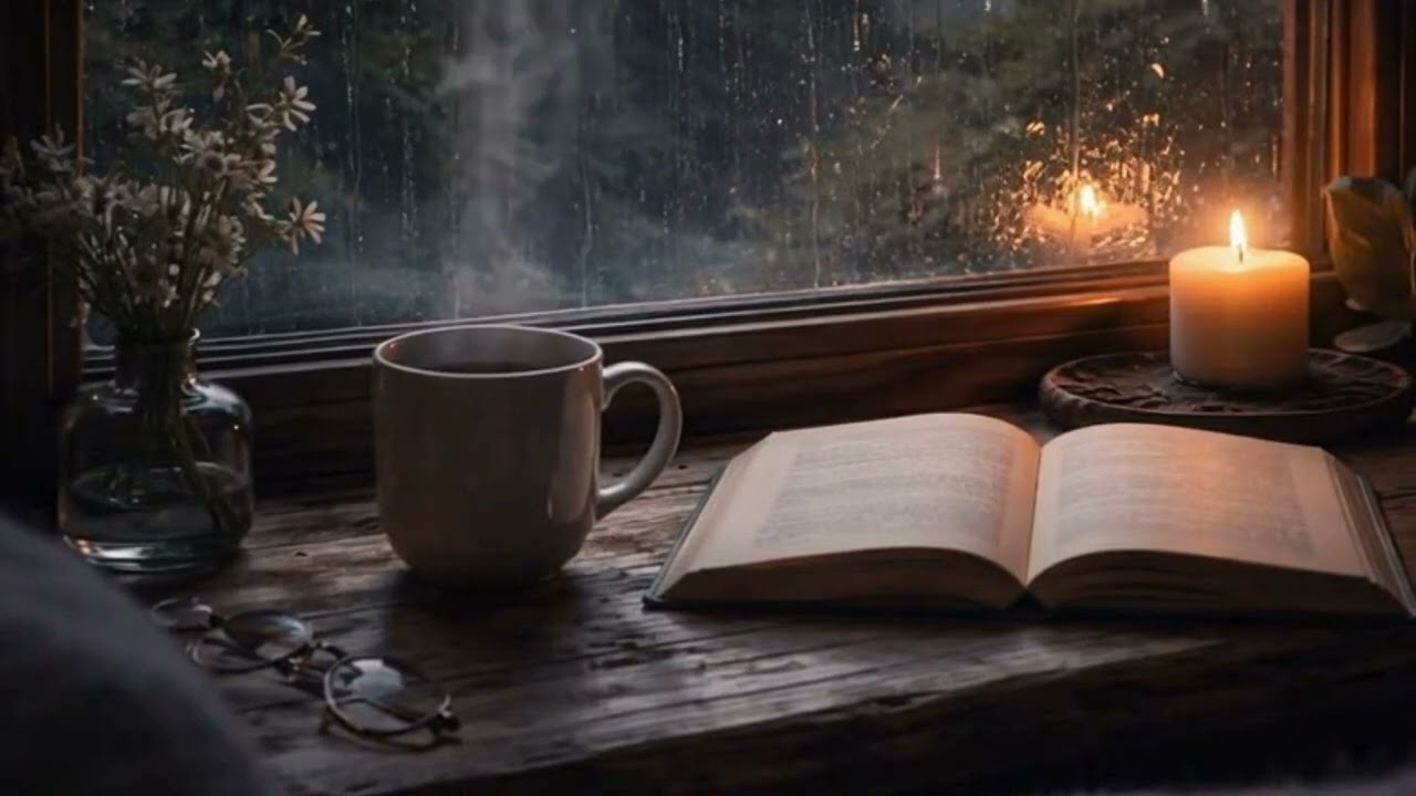 A Quiet Morning Reading Nook & Coffee ☕ Rain on Window Ambience Stress Reduction