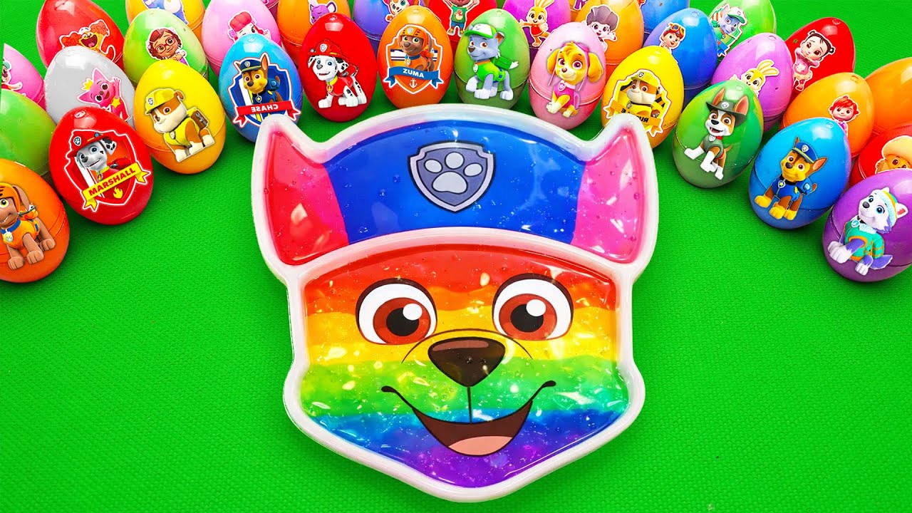Satisfying ASMR | Making Rainbow CHASE PAW Patrol Bathtub by Mix SLIME in Rainbow Eggs CLAY Coloring