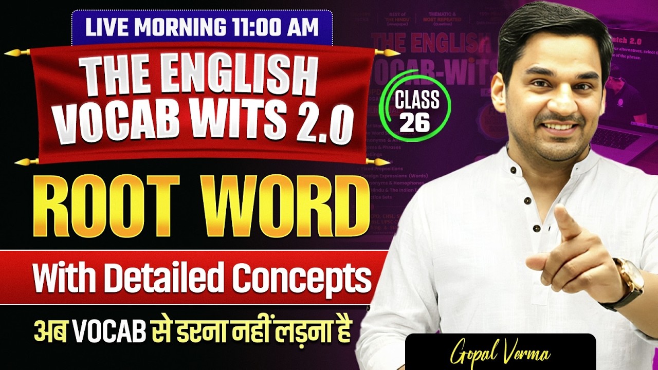 The English Vocab Wits Batch 2.0 | Root Word Class 26 | Gopal Verma #ssccgl #vocabulary #ssc