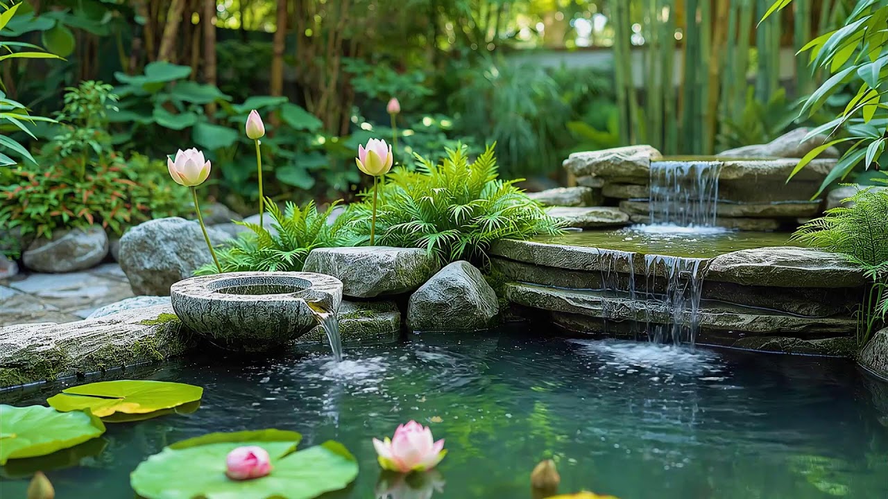 Deep Sleep Relaxation Music Peaceful Piano & Bamboo Water Flow for Restful Night