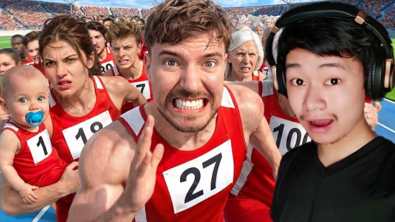 Гонка за призом в 250 000 долларов для участников от 1 до 100 лет! (MrBeast) | РЕАКЦИЯ