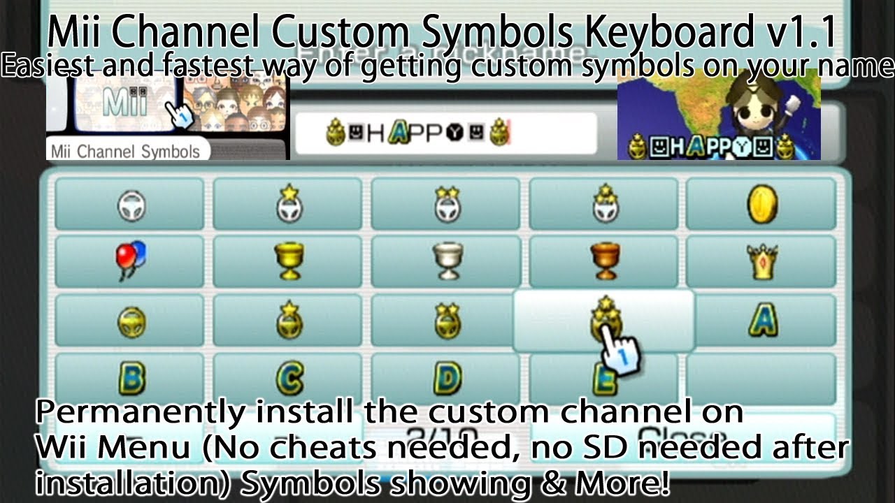 Mii Channel Custom Symbols Keyboard v1.1 (Permanently install it on Wii Menu) [WAD] MKW