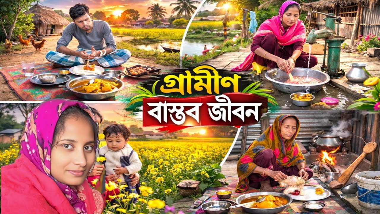 গ্রামের বাস্তব জীবন: সবজি মন্ডি থেকে পারিবারিক খাওয়া-দাওয়া পর্যন্ত একদিন। Bangla Real life vlog|