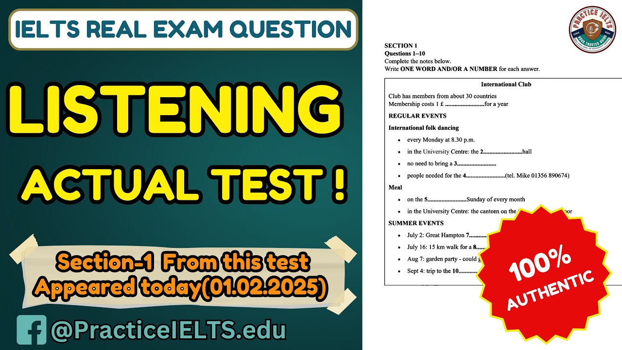 Full Real IELTS Listening Test 1.02.2025 | International Club | Actual IELTS Listening Practice Test