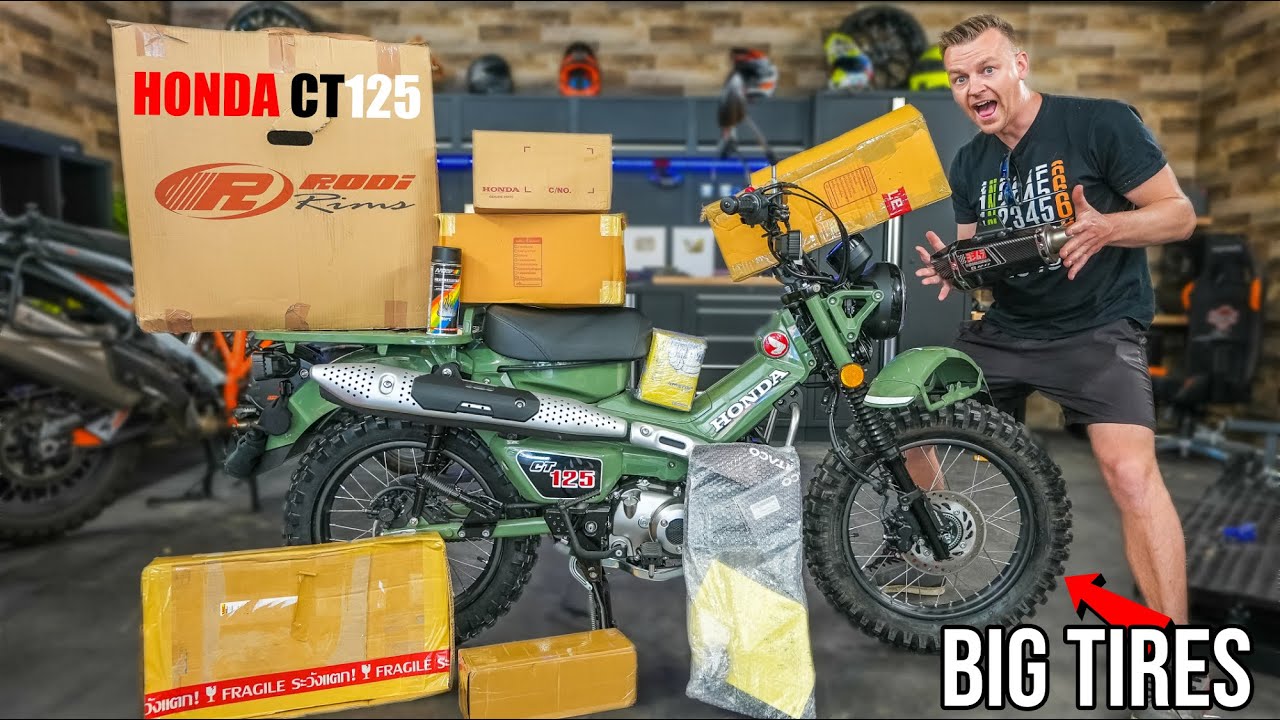 Распаковка HONDA CT125 из Японии: установка шин Monster Tires и модов