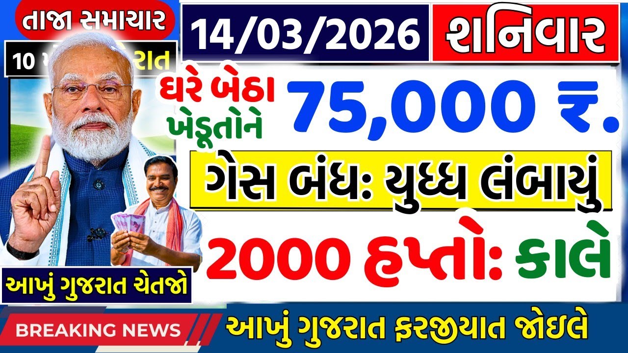 આજના મોટા ખેડૂત સમાચાર 🔥 ₹2000 હપ્તો | નવી યોજના | દેવુંમાફ લોન | 12000 સહાય | આગાહી #khedutsamachar