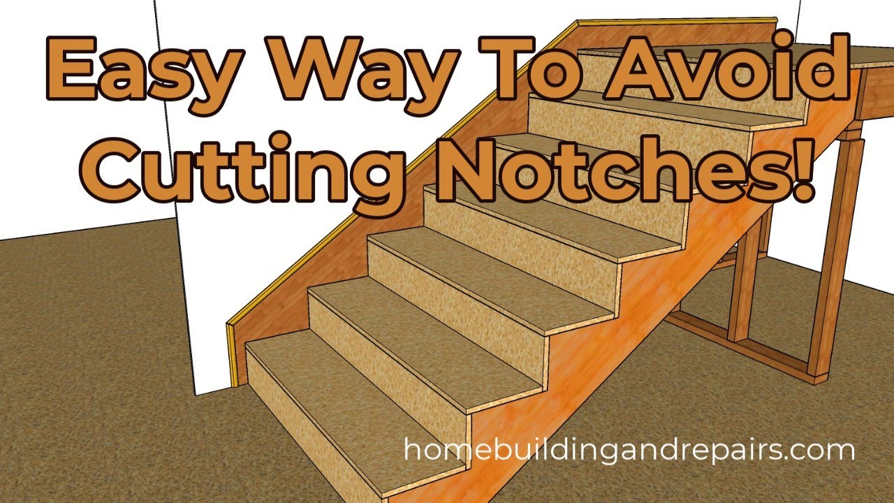 Как установить шпонированный плинтус за лестницей, используя зазор между гипсокартоном и распоркой.