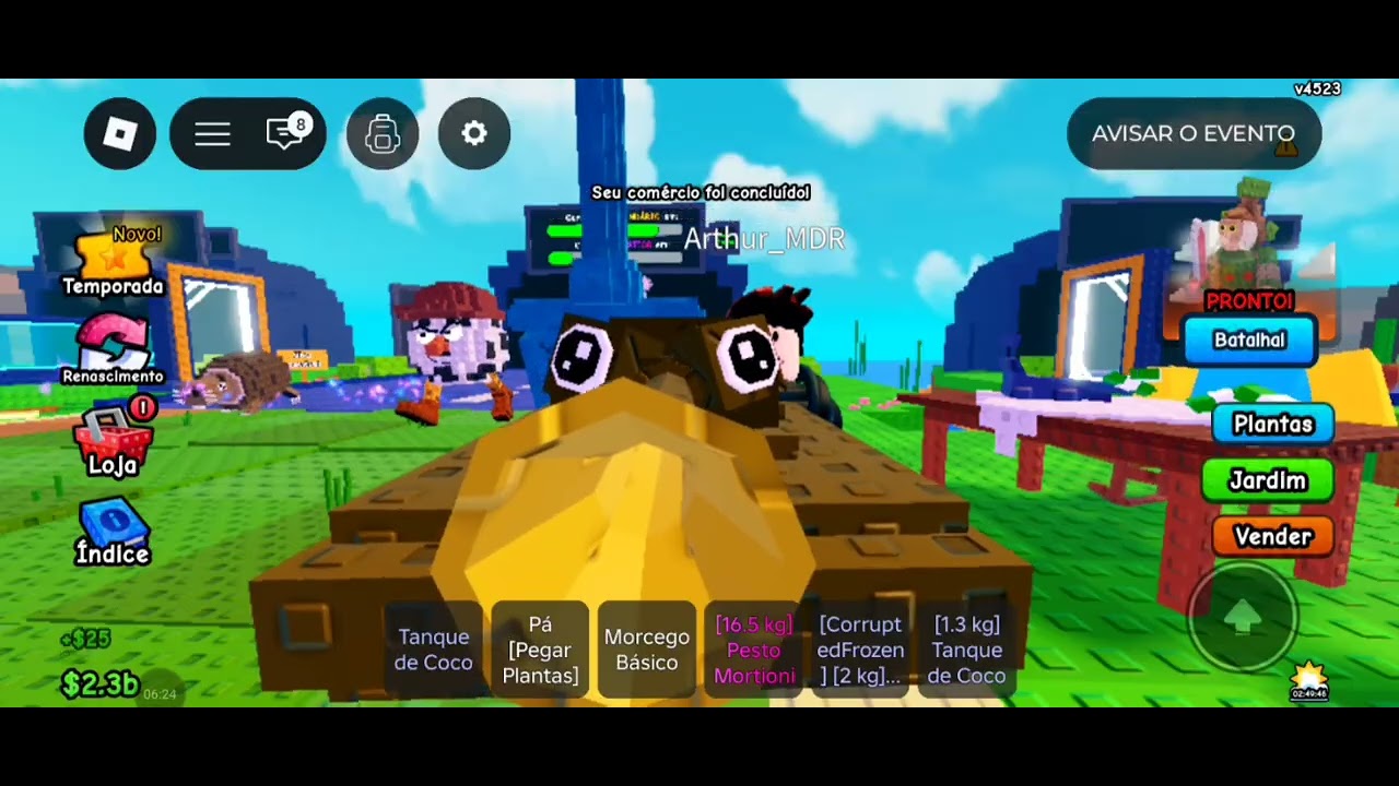 Plants VS brainrots: Mostrando a base no plants VS brainrots da MDR