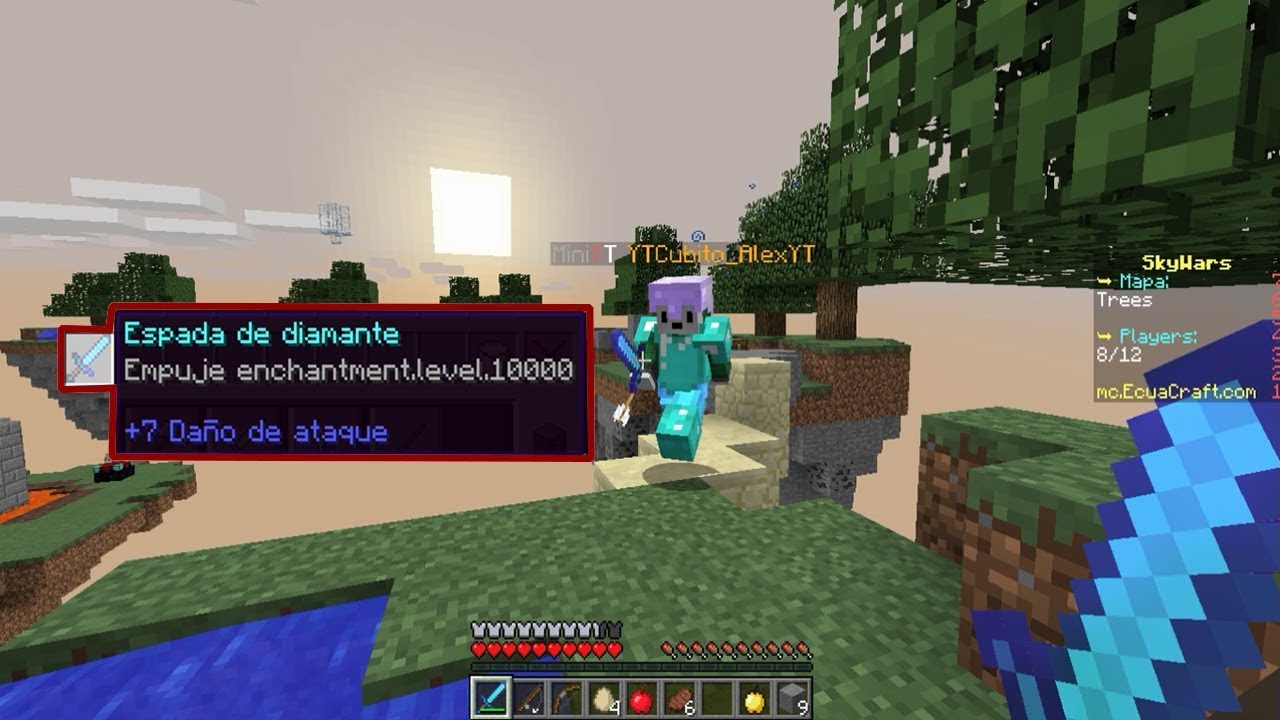 👉 SKYWARS TROLL CON LA ESPADA DE EMPUJE 10,000!! - Minecraft