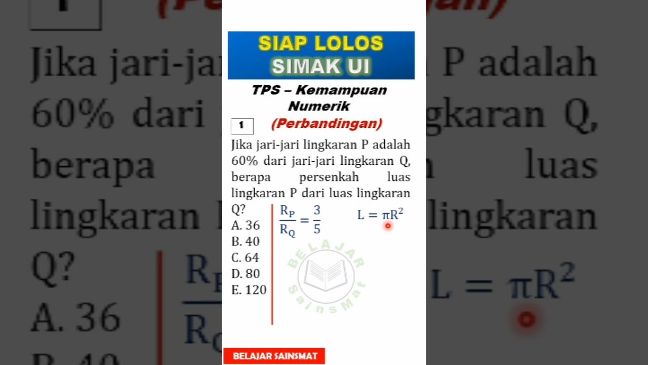 Pembahasan TPS SIMAK UI, Kemampuan Numerik| Perbandingan (#Shorts)