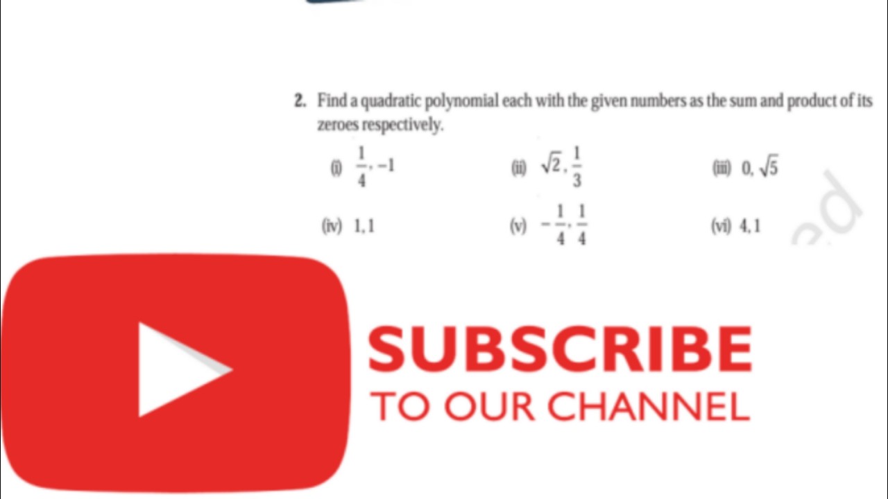 POLYNOMIAL 2.2 QUESTION 2 CLASS 10