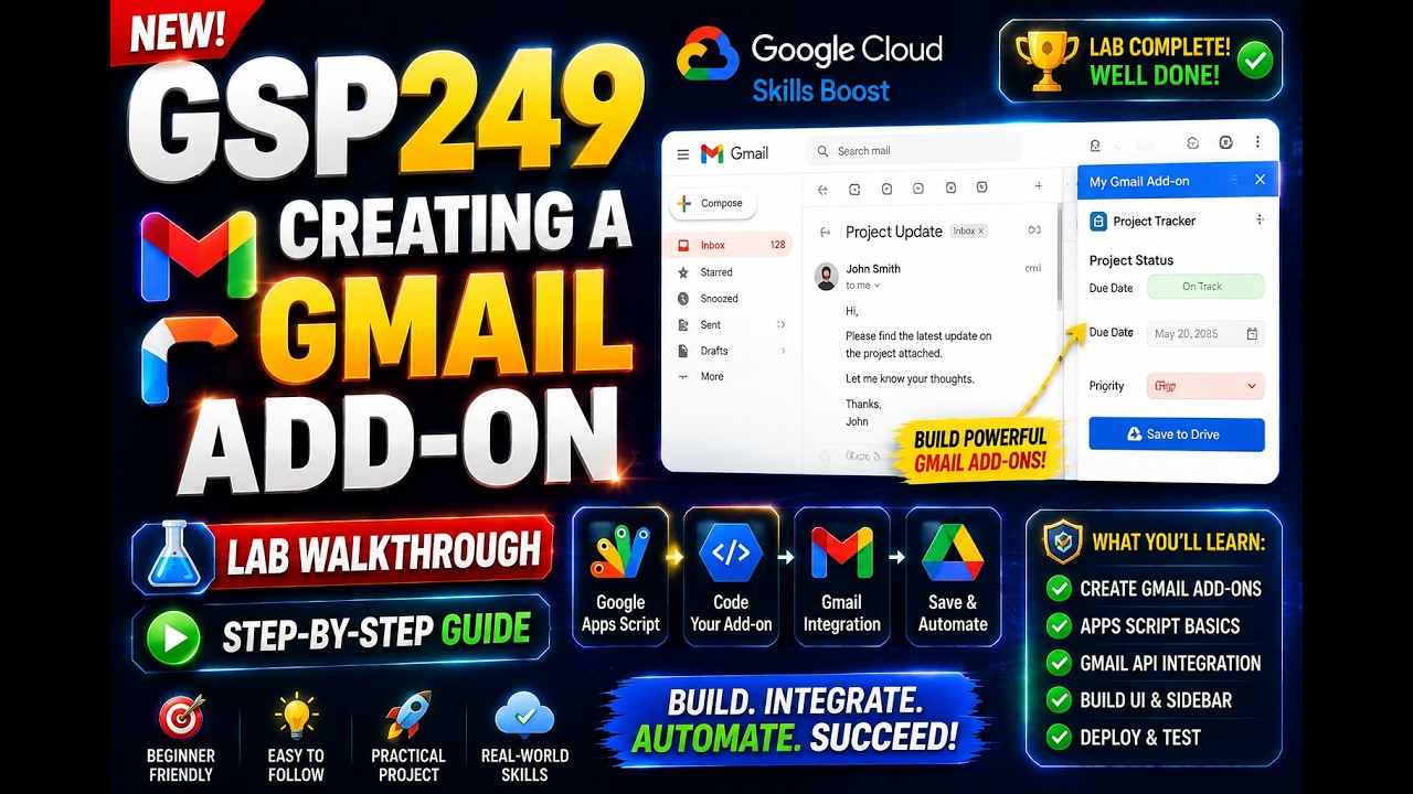 📧 GSP249 Создание дополнения для Gmail | Прохождение лабораторной работы Google Cloud Skills Boost
