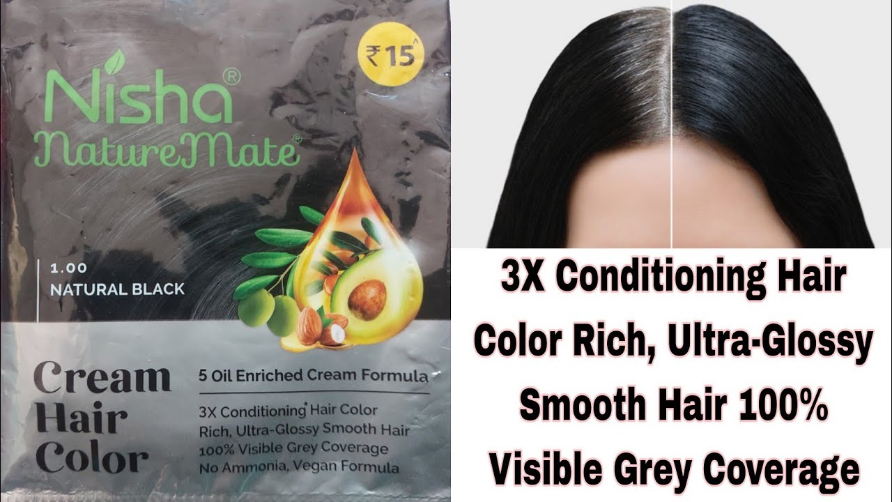 Nisha naturemate , NATURAL BLACK,  Cream Hair Color , No Ammonia,  Vegan Formula,  5 oil Enriched