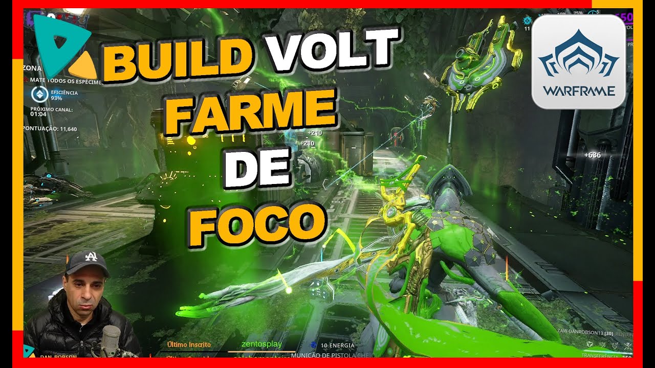Build do Volt para farmar Foco no Santuário e missões de Defesa ou extermino do seu Warframe