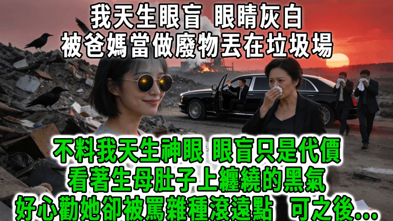 我天生眼盲，眼睛灰白，被爸媽當做廢物丟在垃圾場，不料我天生神眼 眼盲只是代價，看著生母肚子上纏繞的黑氣，好心勸她卻被罵雜種滾遠點，可之後發生的事全城驚呆！#荷上清風 #爽文