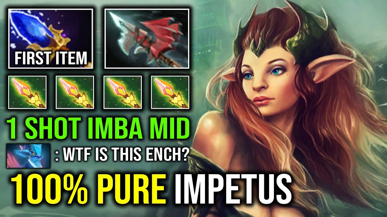 7.35 IMBA MID ENCHANTRESS 1 Shot Pure Impetus 12Min Scepter Little Friends Level 30 Spammer Dota 2