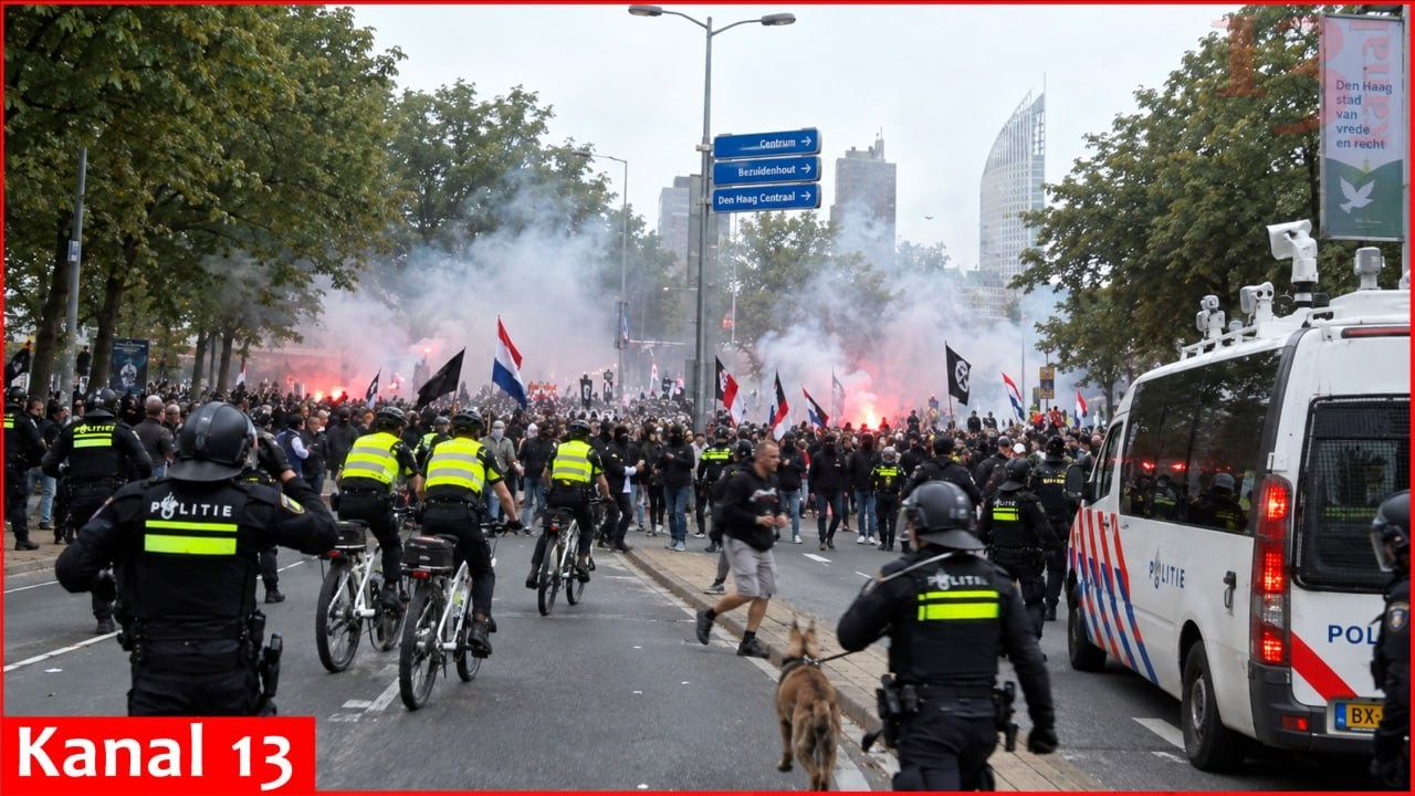 Масштабное присутствие полиции на протесте ультраправых в Гааге