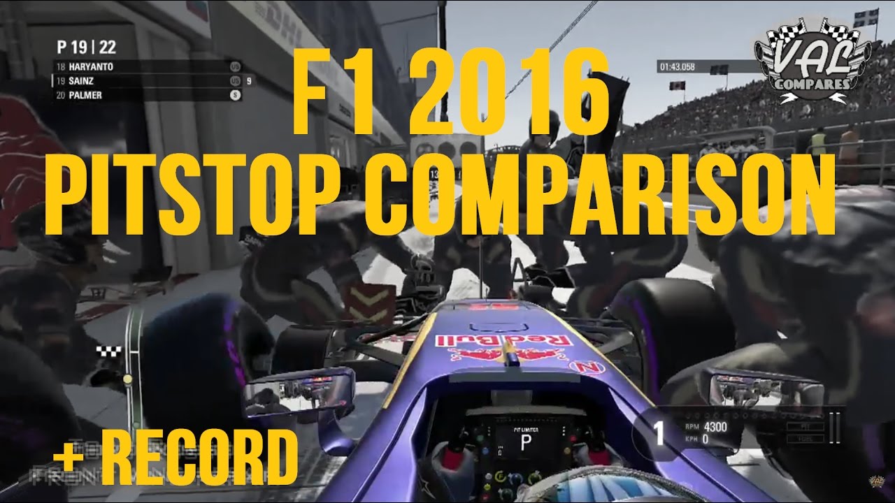 F1 2016 GAME - PITSTOP COMPARISON - FASTEST PITSTOP EVER!?