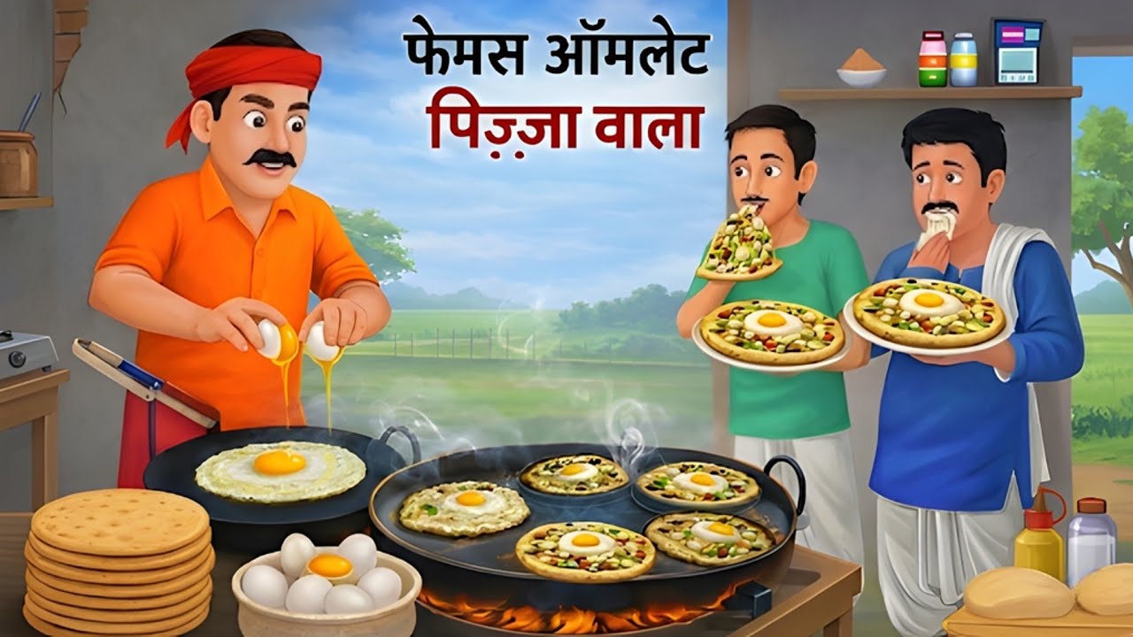 फेमस ऑमलेट पिज़्ज़ा वाला | omlet pizza wala | hindi kahani | hindi cartoon | moral stories |kahaniya