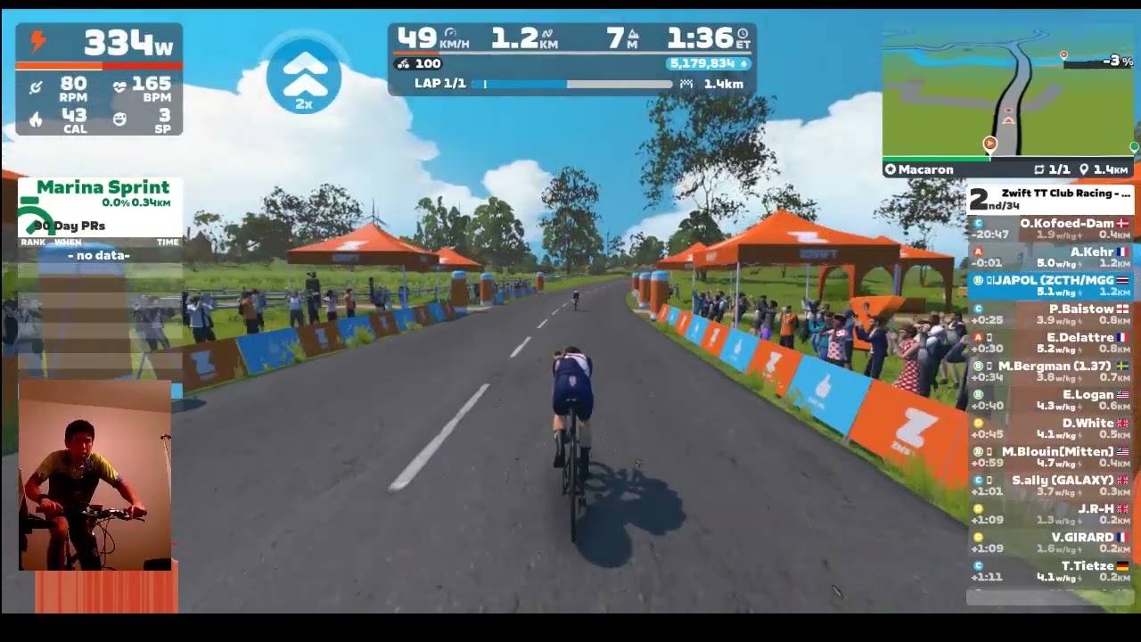 ITT Zwift TT Club Racing - Macaron - cannot beat 95kg guy